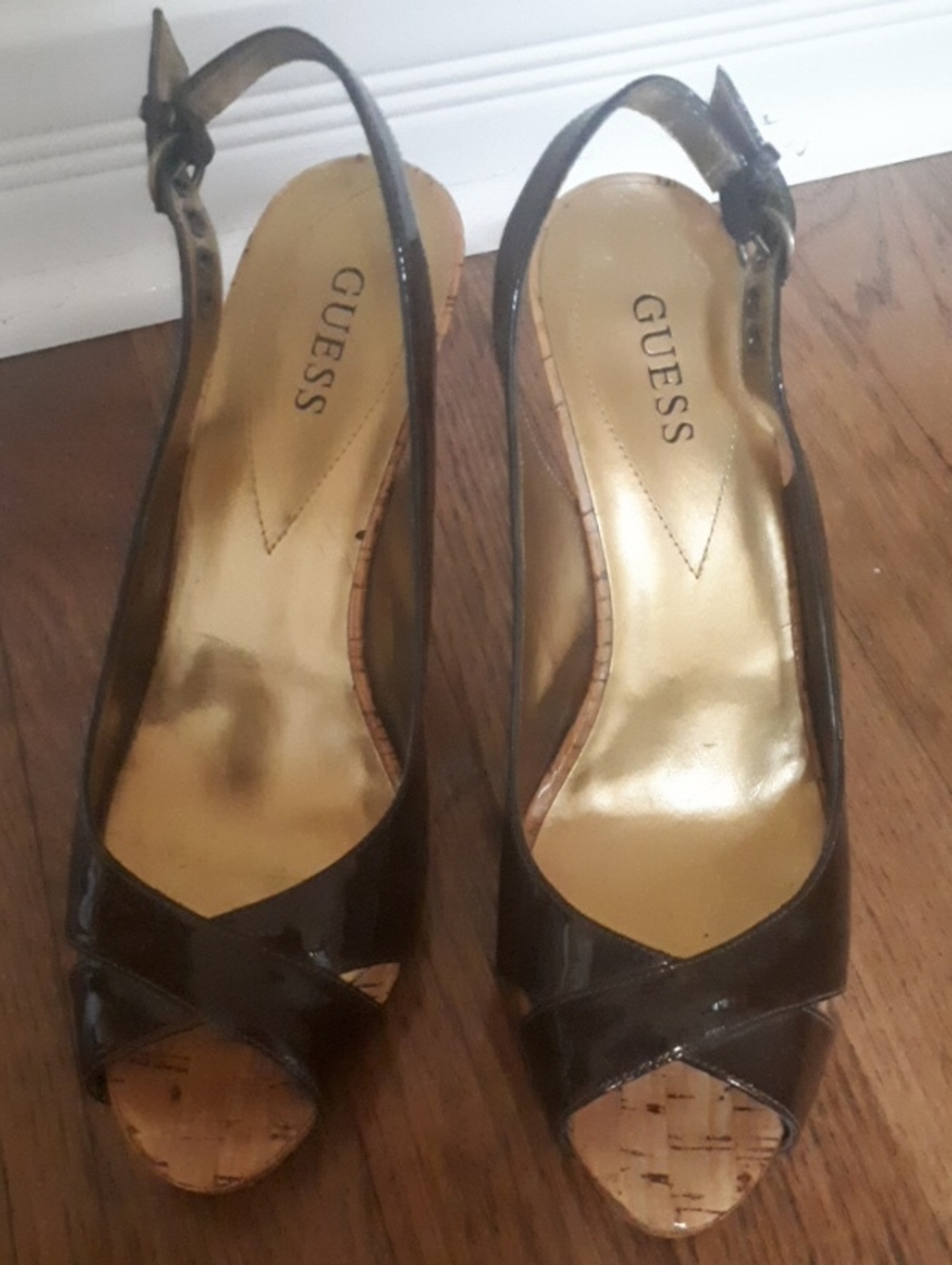 Guess Brown Open-Toe Peep-Toe Heels
